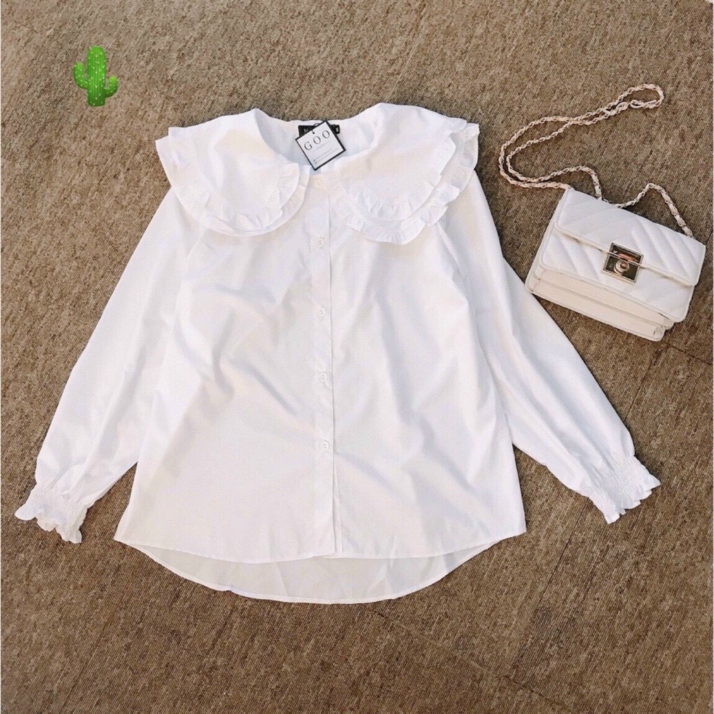 [HCM]Áo sơ mi nữ cổ bèo 2 tầng chất kate đẹp