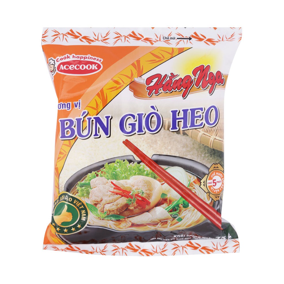Combo 5 gói Bún Giò Heo Hằng Nga Acecook (gói 75g)