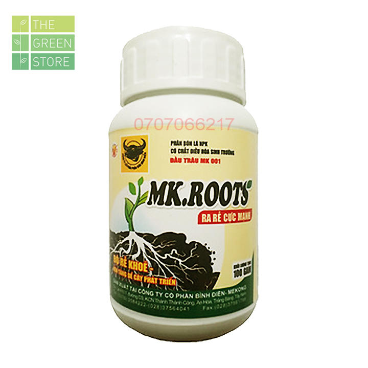 Phân bón kích ra rễ MK ROOTS Đầu Trâu (100g) cho hoa lan, hoa hồng, mai vàng, cây cảnh, rau màu, cây ăn trái