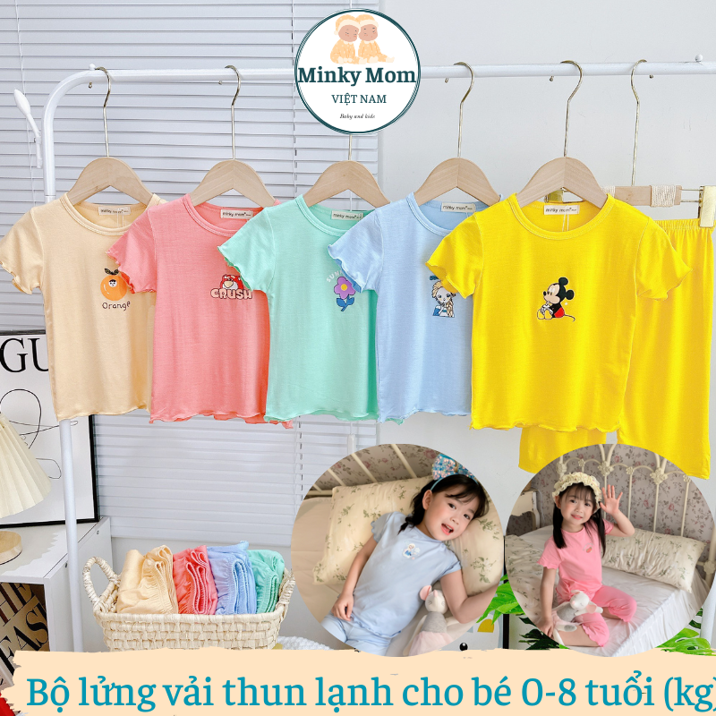 Bộ Quần Áo Trẻ Em Ngắn Tay Cổ Tròn Quần Lửng Cho Bé Gái Mặc ở Nhà Hiệu Minky Mom In Hình Động Vật Ngộ Nghĩnh TNIN164