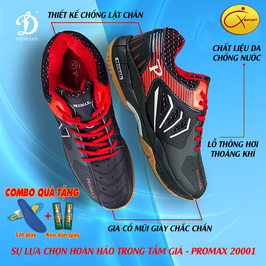 - Giày Cầu Lông Promax 20001, Động lực, đế kếp, chống trơn, chống trượt, ôm chân, bền bỉ, Giày cầu lông nam nữ- Giày bóng chuyền nam nữ- giày thể thao nam nữ
