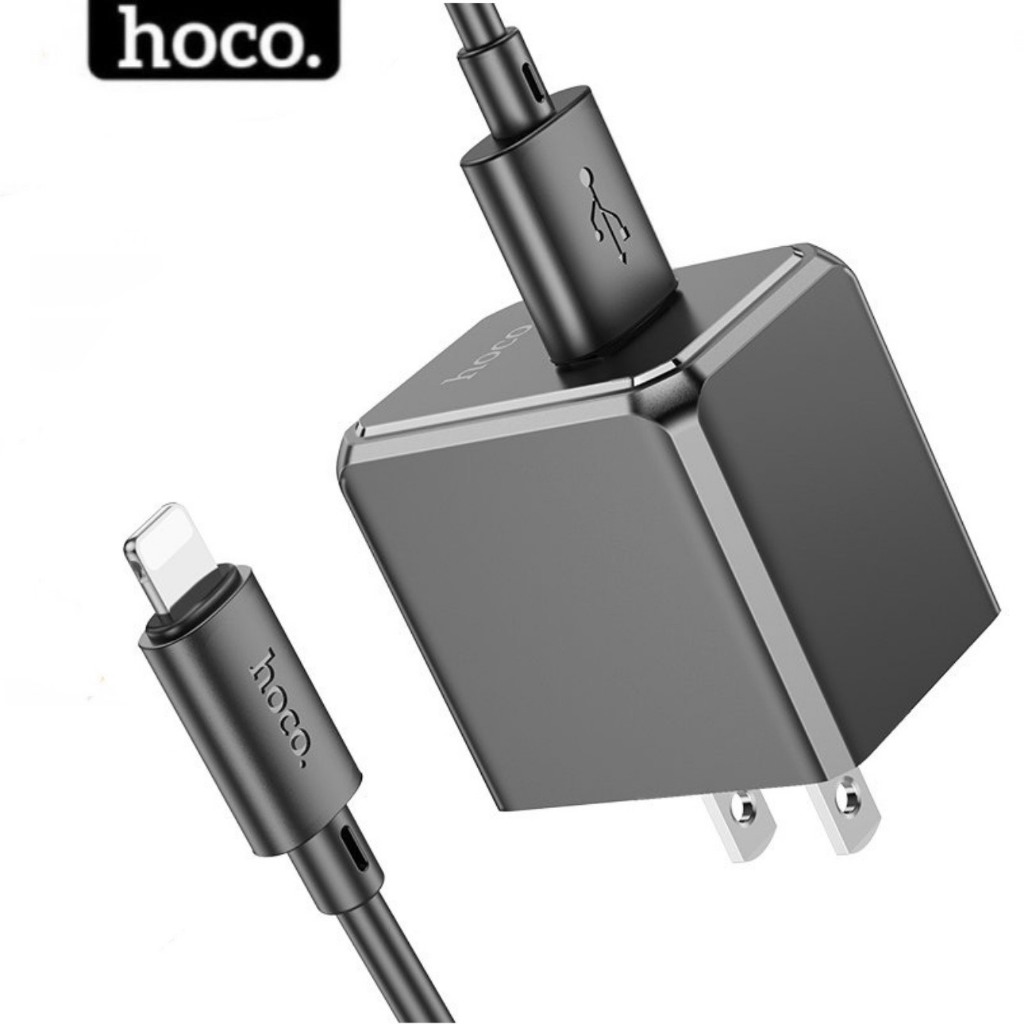 Bộ sạc IPhone chính hãng Hoco củ sạc màu đen cao cấp chống cháy nổ không chai pin dùng cho ip iphone 6 7 8 11 12 13 14 ...