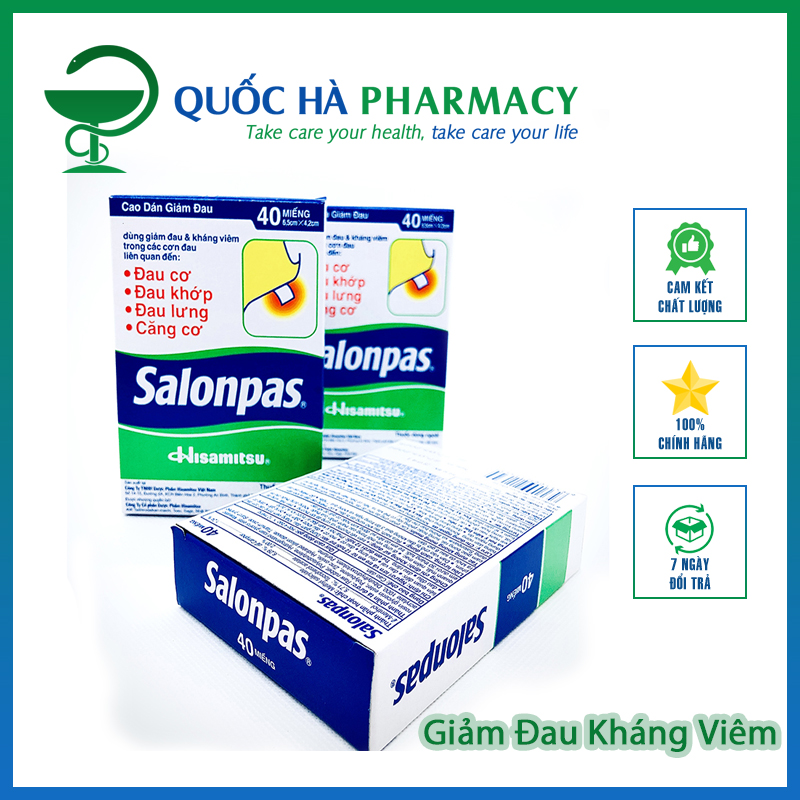 Cao dán Salonpas giảm đau kháng viêm 40 miếng4 10 miếng - Quốc Hà Pharmacy