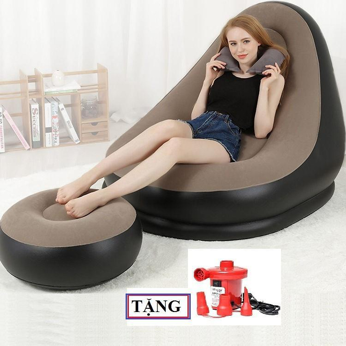 (TẶNG KÈM BƠM) Ghế Nệm Hơi SOFA, Ghế Hơi Giá Tốt, Ghế Hơi Intex, Ghế Nệm Hơi Cao Cấp Có Thể Gấp Siêu Gọn Khi Không Sử Dụng Vô Cùng Tiện Lợi.