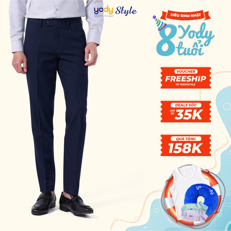 Quần tây nam yody, quần âu công sở nano ống đứng cao cấp - qam3127
