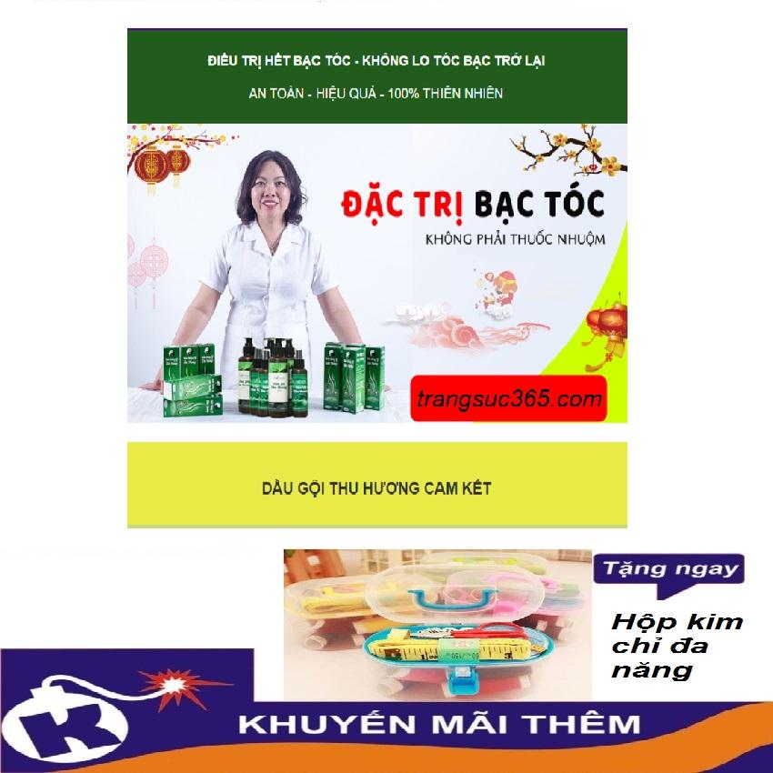 Dầu gội đông y Thu Hương trị bạc tóc -  Combo 1 dầu gội 250ml, 1 dầu xịt 150ml, 1 hộp kim chỉ đa năng