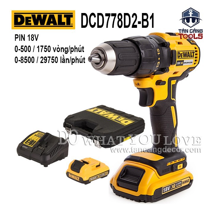 Máy khoan vặn vít dùng pin dewalt 18v dcd778d2-b1