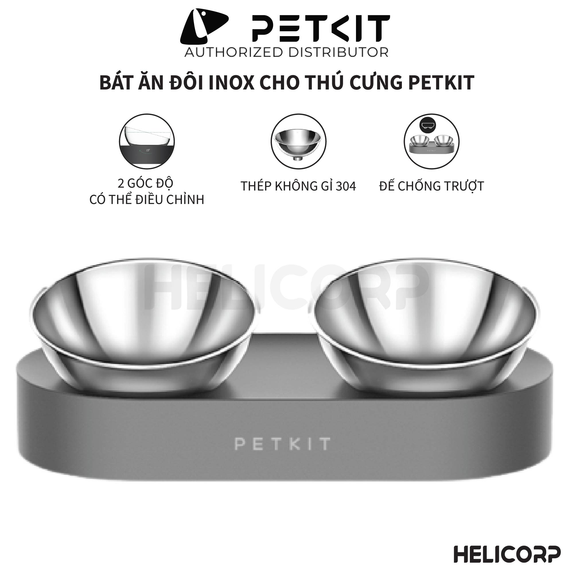 Bát ăn đôi, chén ăn chống gù cho chó mèo petkit