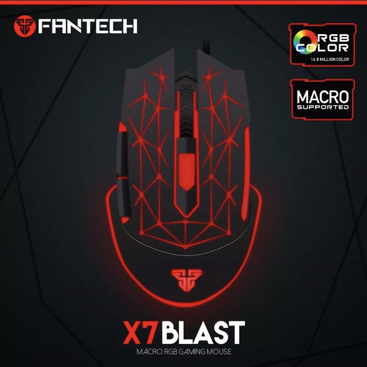 Chuột Gaming Có Dây Fantech X7 BLAST 4200DPI LED 4 Màu Đẹp Mắt 6 Phím Macro Có Phần Mềm Tùy Chỉnh Riêng - Hàng Chính Hãng