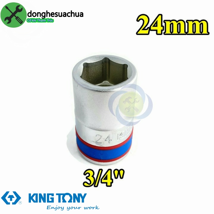 Tuýp 24mm loại 3/4 kingtony 633524m loại ngắn 6 cạnh màu trắng
