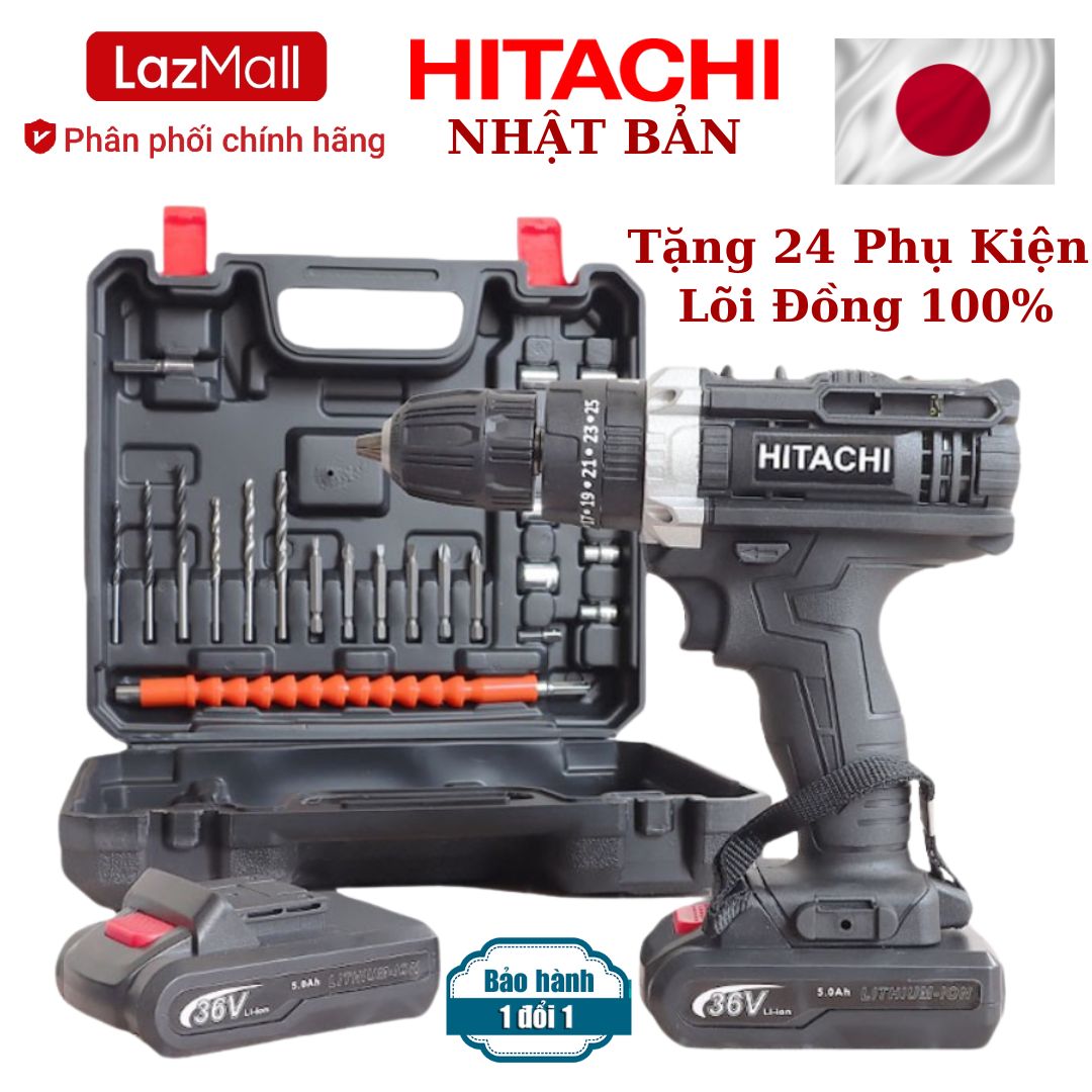  LazMaII Chính Hãng Sale Off 50% Máy Khoan Pin Hitachi 36V 2 Pin Nhật Bản – 3 Chức Năng Búa Khoan Vít – Tặng Bộ Phụ Kiện 24 Chi Tiết Máy Khoan Tường Máy Bắn Vít Máy Khoan Búa Máy Khoan Bê Tông  bảo hành 12 tháng 