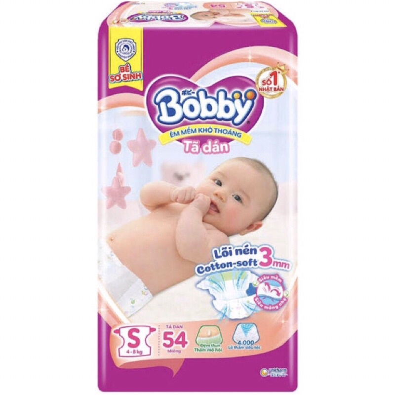 Tã dán bobby sơ sinh siêu mỏng thấm gói đại s54