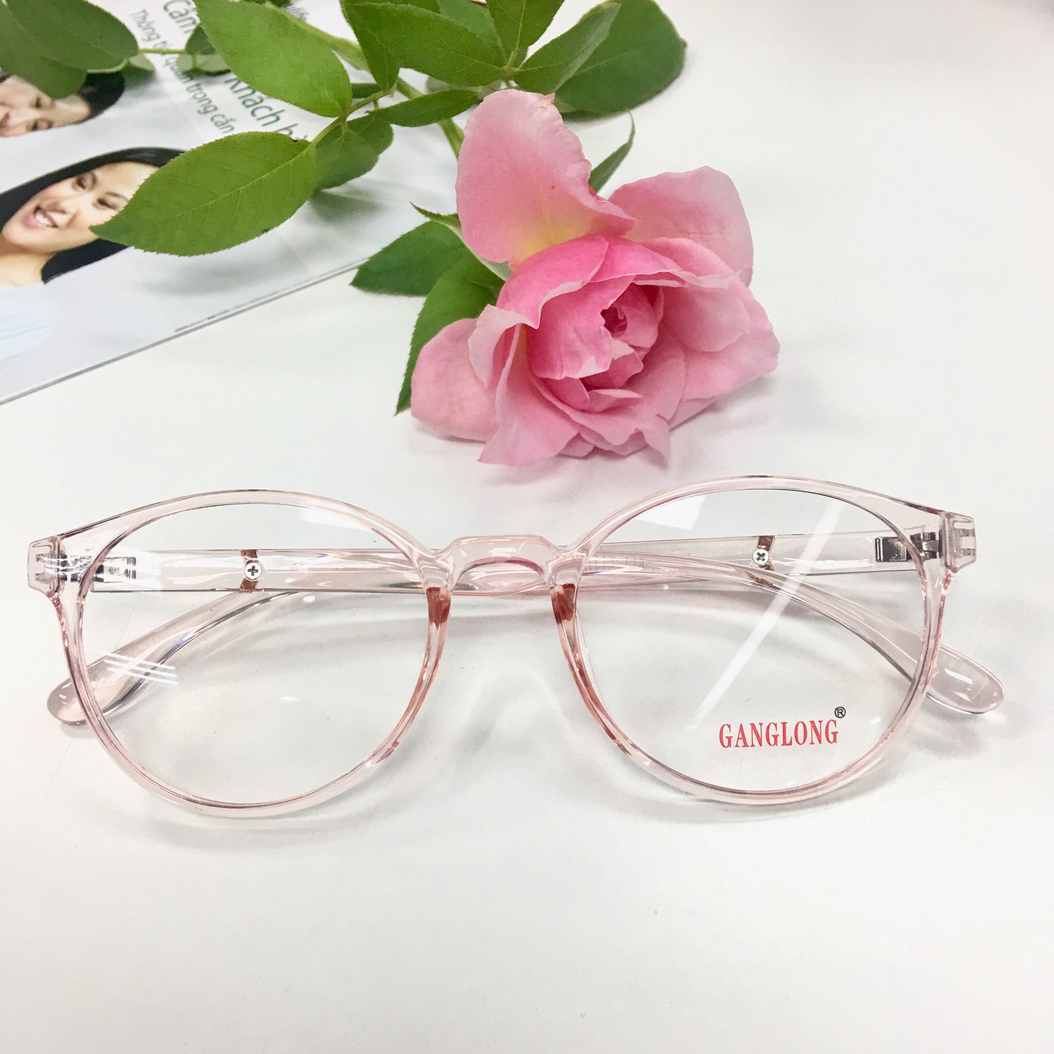 Kính viền trơn mắt vuông mắt trong suốt tiện lợi, có thể thay thế mắt kính cận sale sốc MK14-den-82 + Tặng hộp bọc da sang trọng