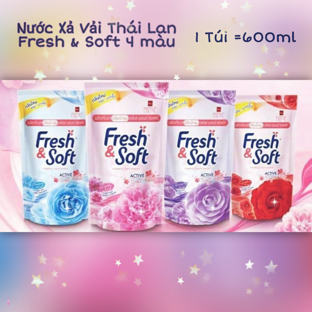 [Giao ngẫu nhiên]Nước xả vải fresh soft 1 túi 600ml, xả mềm vải thái lan, nước xả mềm vải, comfort