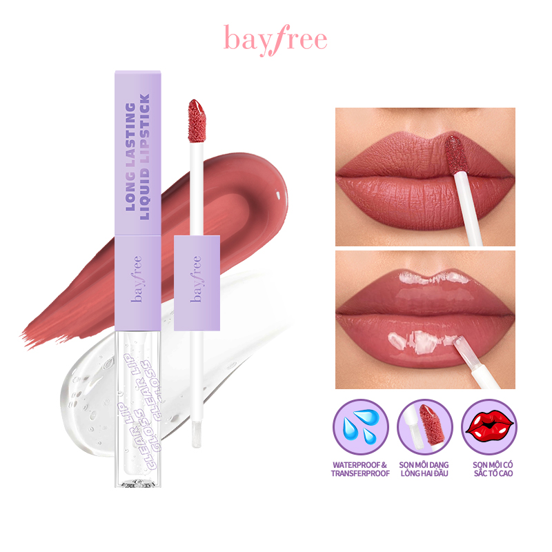 bayfree Long Lasting Liquid Lipstick with Clear Lip Gloss High Pigment and Shine Lip Stain Up to 12H Wear