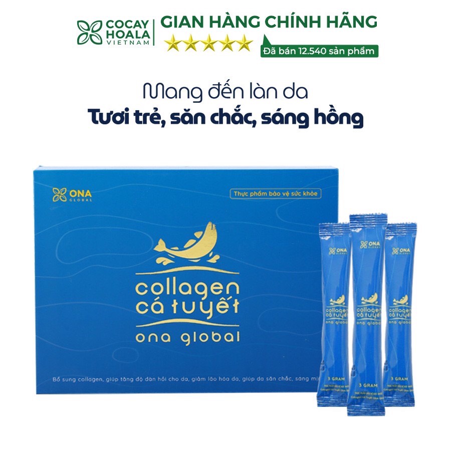 Collagen cá tuyết COCAYHOALA làm đẹp da, da săn chắc, căng bóng ngậm nước ẩm mượt hộp 30 gói - Nhập khẩu chính hãng từ Nauy