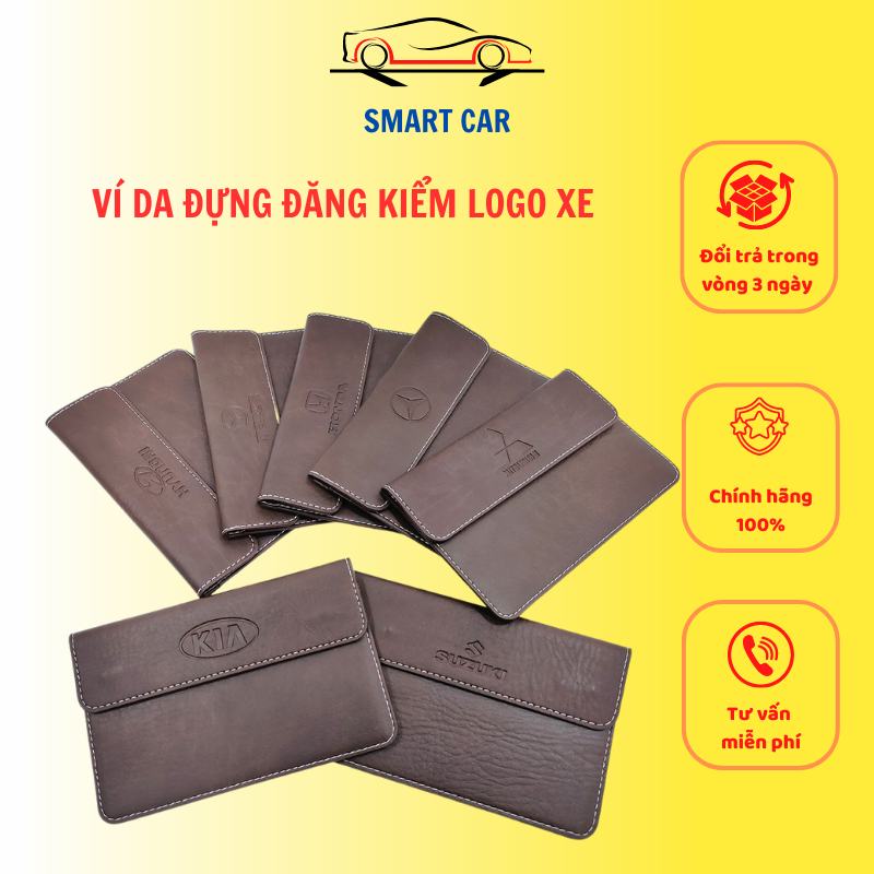 Ví da đựng đăng kiểm ô tô, ví da đựng giấy tờ in logo các hãng xe, bóp da đựng giấy tờ xe hơi - smart car