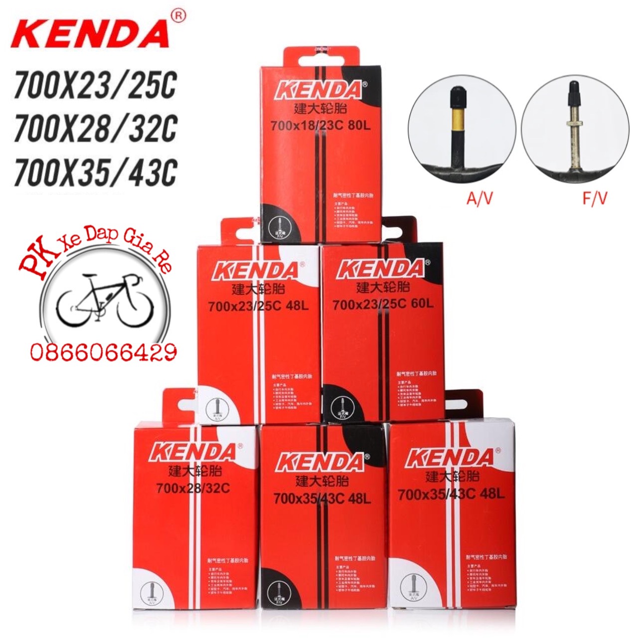 Săm xe đạp kenda china 700c các cỡ, ruột xe đạp 700x23-25-28-32-35-38-40c cao cấp