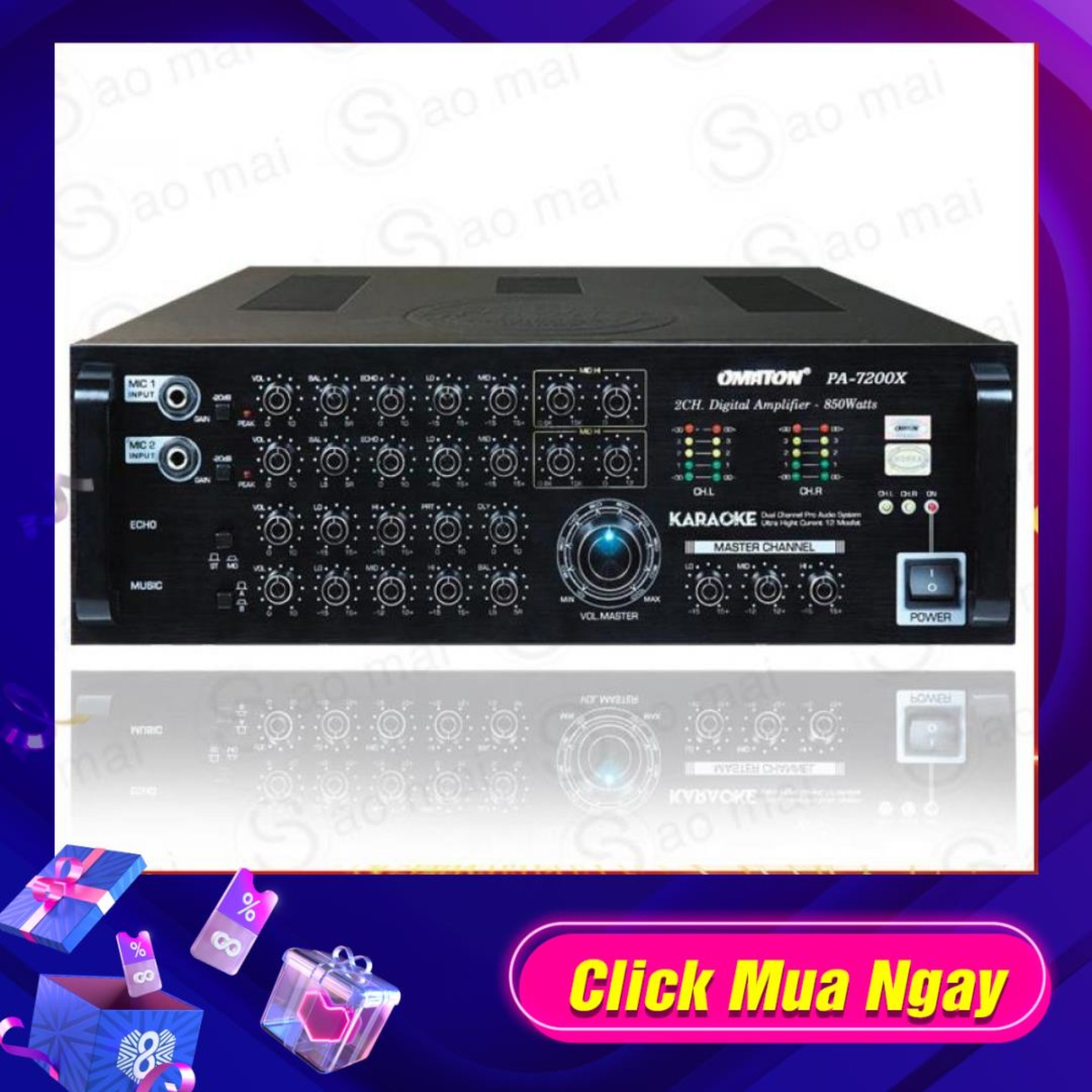 [Trả góp 0%]Ampli Bluetooth Amply Karaoke OMATON PA-7200X Công Suất Lớn