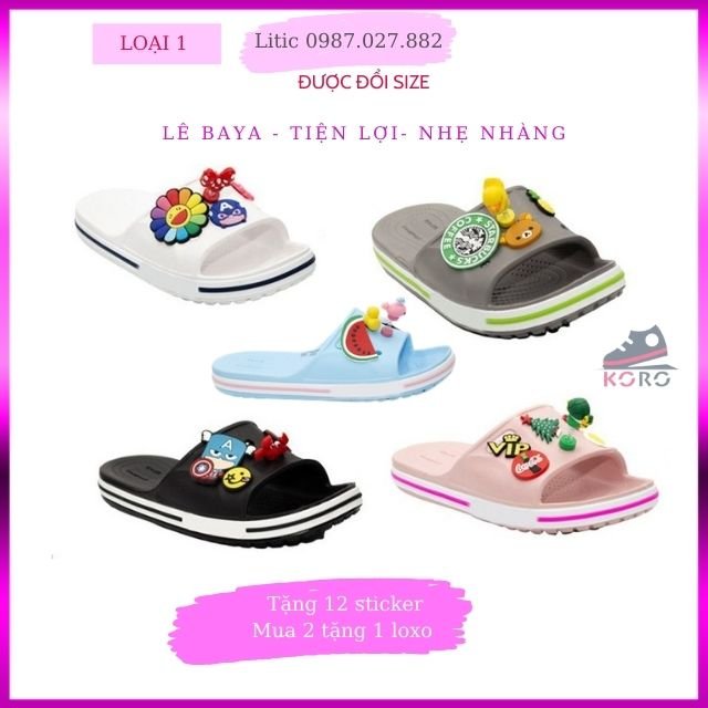 Dép lê nam nữ quai ngang Croc.s siêu nhẹ êm chân chống trơn trượt đi mưa không thấm nước – Dép nhựa unisex có lỗ thông thoáng chống hôi chân Baya BAYLE11