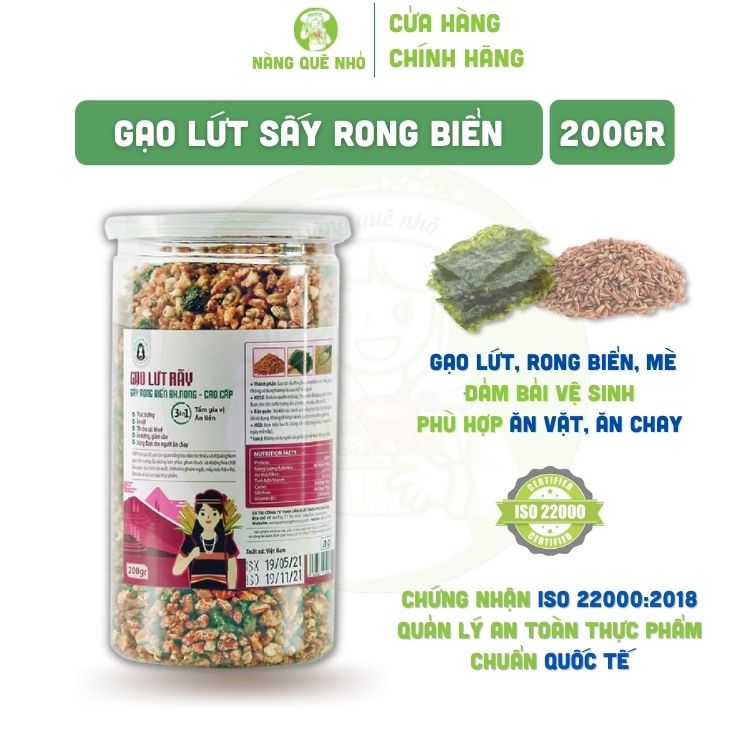 Gạo lứt sấy rong biển bhnong ăn vặt giảm cân detox giòn ngon tiện lợi hộp 200gr