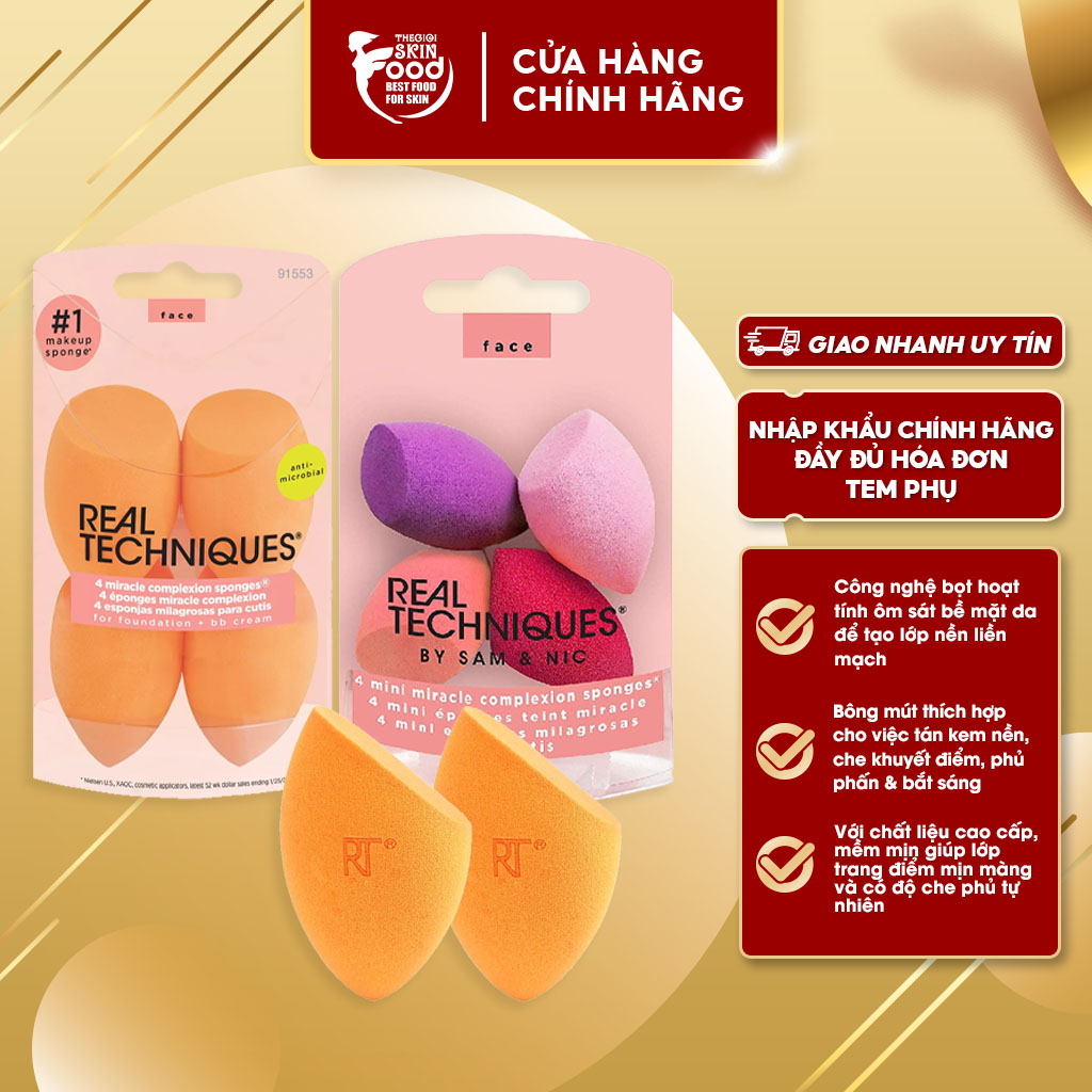 Bông Mút Trang Điểm Nền Chuyên Nghiệp Real Techniques Miracle Complexion Sponges