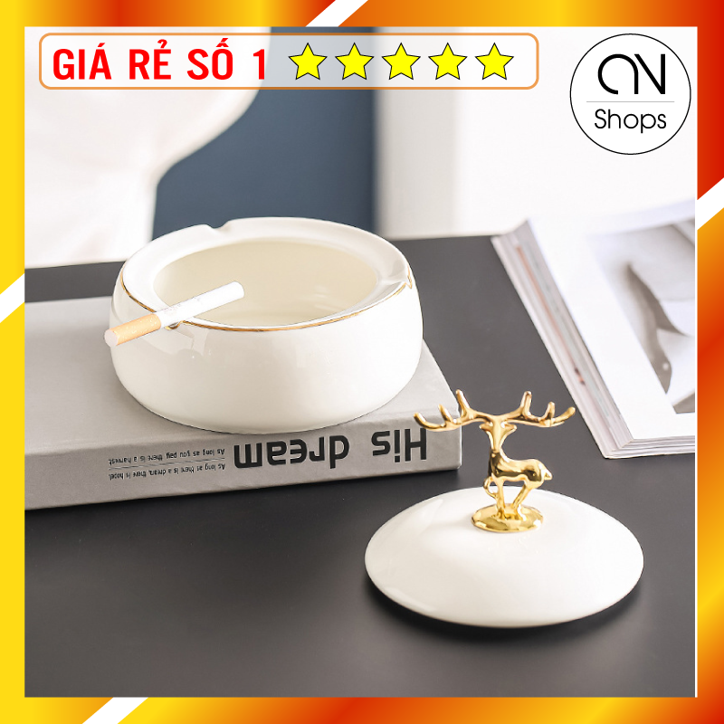 Gạt Tàn Gốm Sứ Màu Trắng Cao Cấp