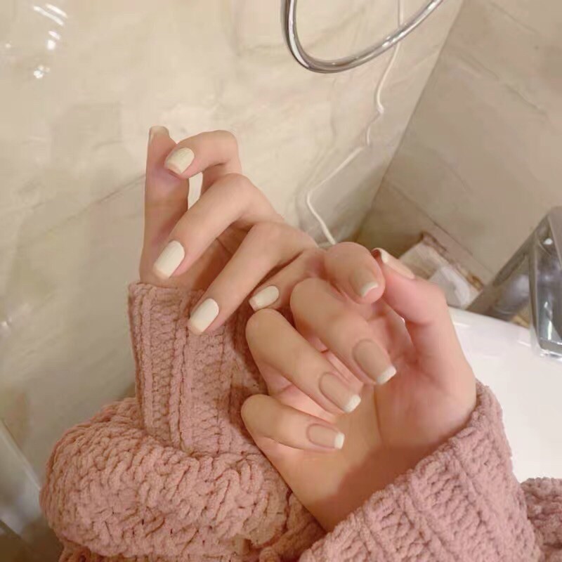 Nail giả trơn đơn giản tự gắn tại nhà - tặng kèm keo dũa A56