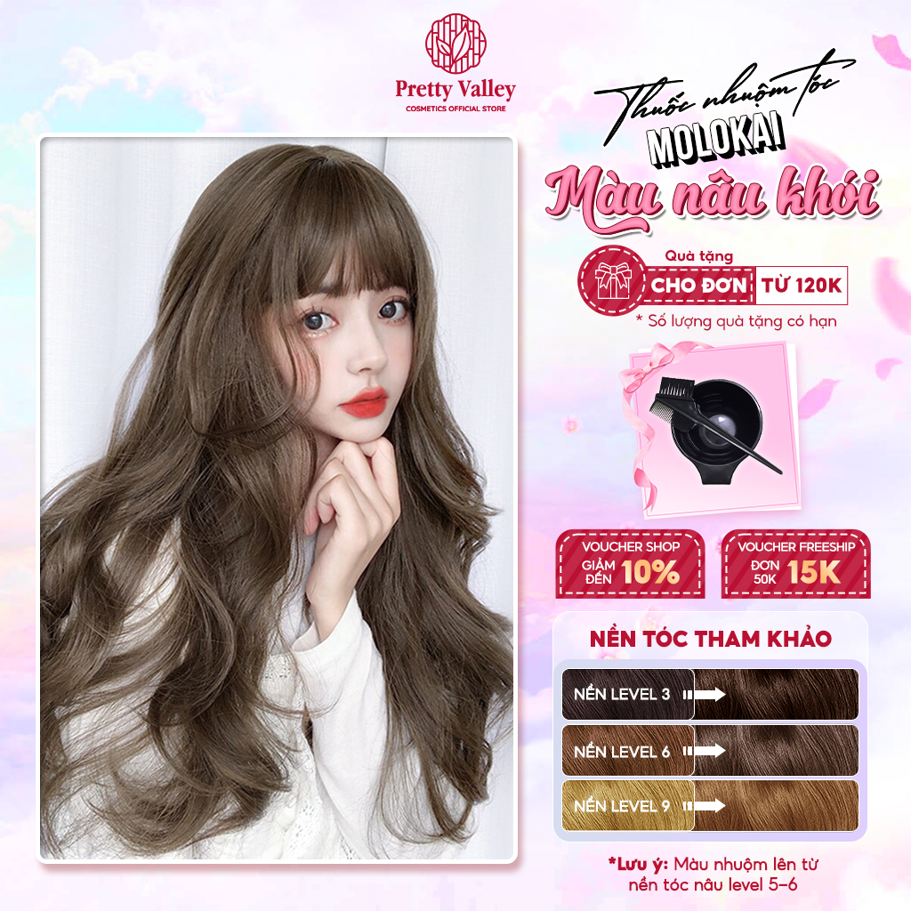 Thuốc nhuộm tóc màu NÂU KHÓI Molokai siêu dưỡng, nhuộm tóc an toàn tại nhà lên màu chuẩn  - Pretty Valley Hair