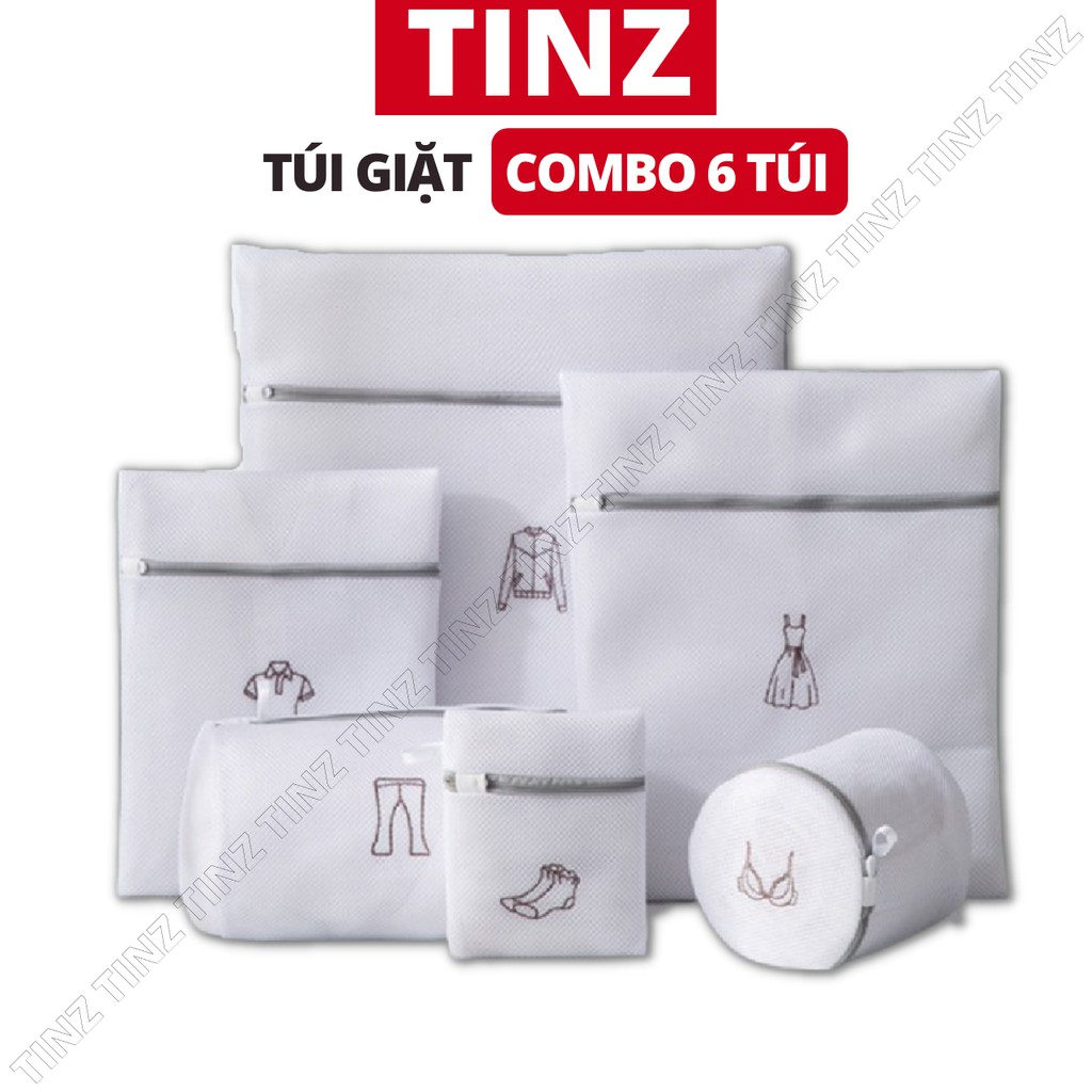 Túi giặt đồ máy giặt, đồ lót, quần áo, áo ngực, giày, áo lót combo 6 túi giặt TINZ|Mã Theuhinh