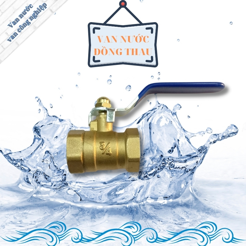van nước van bi tay gạt chất liệu đồng thau nối ren phi 27