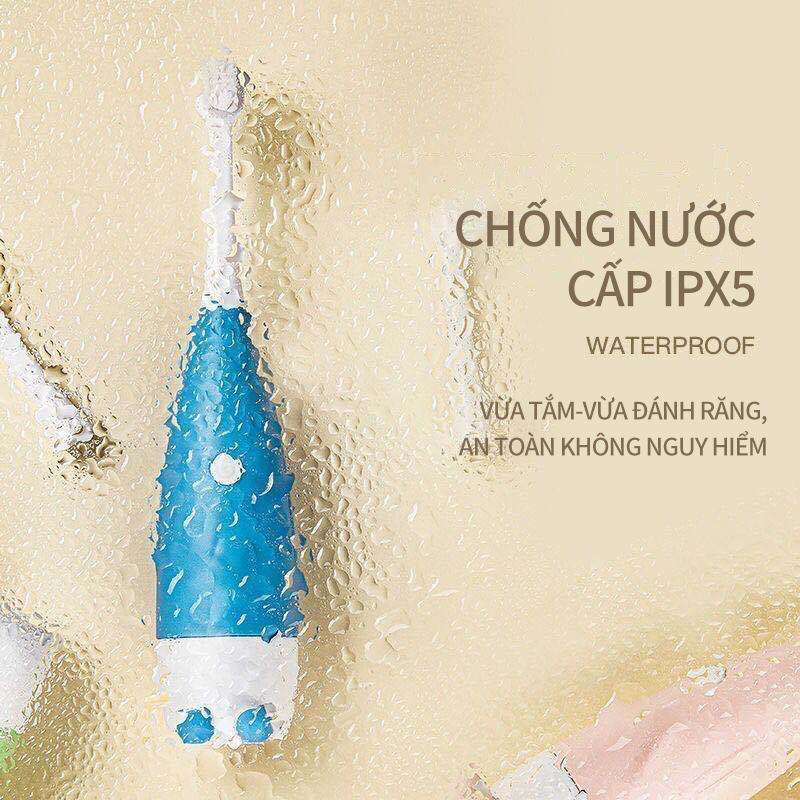 Bàn chải đánh răng cho bé hình gấu dễ thương; Bàn chải đánh răng điện tử lông mềm, sạch miệng