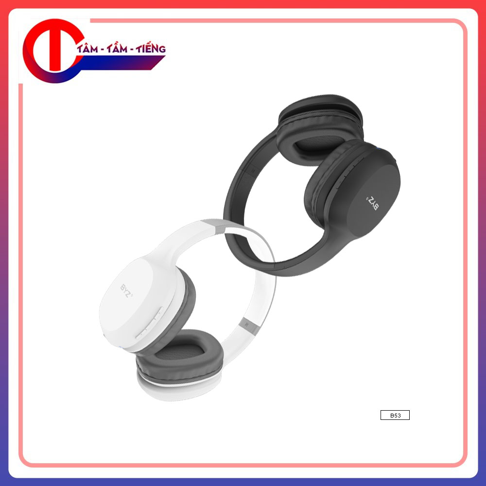 Tai nghe bluetooth byz b53,tai nghe chính hãng, thiết kế thời trang, năng động, đa dạng màu sắc, đệm tai dày dặn, không đau tai khi nghe - phụ kiện thủy cường