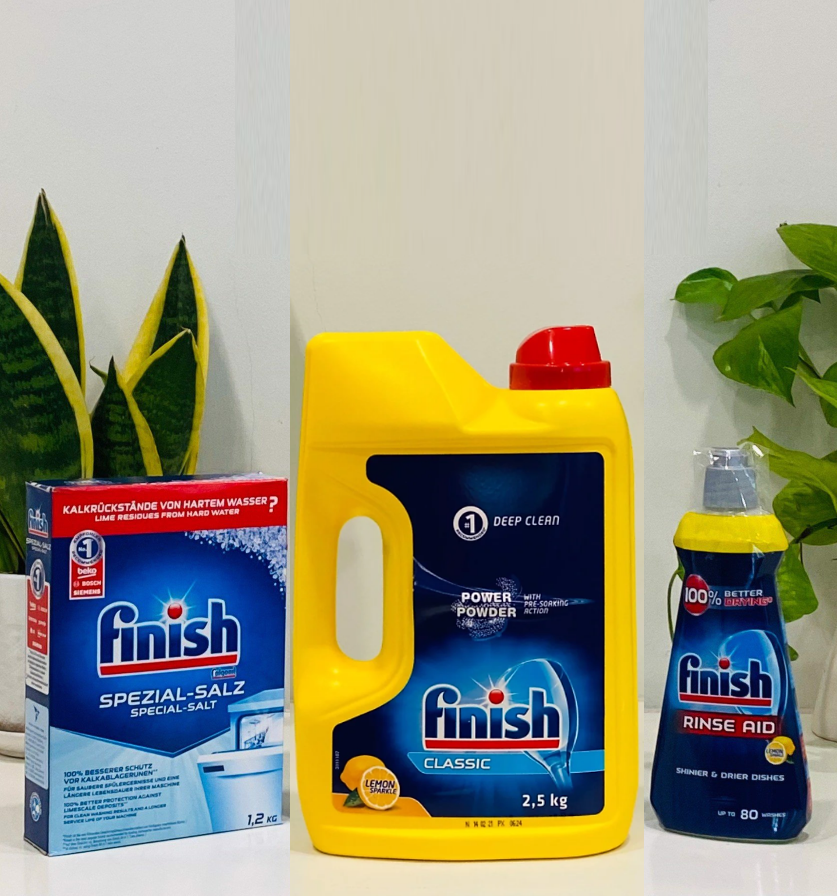 Combo Bột Rửa Bát Finish Nhật 2,2kg hoặc Bóng Finish 400ml hoặc Muối Finish 1,2kg