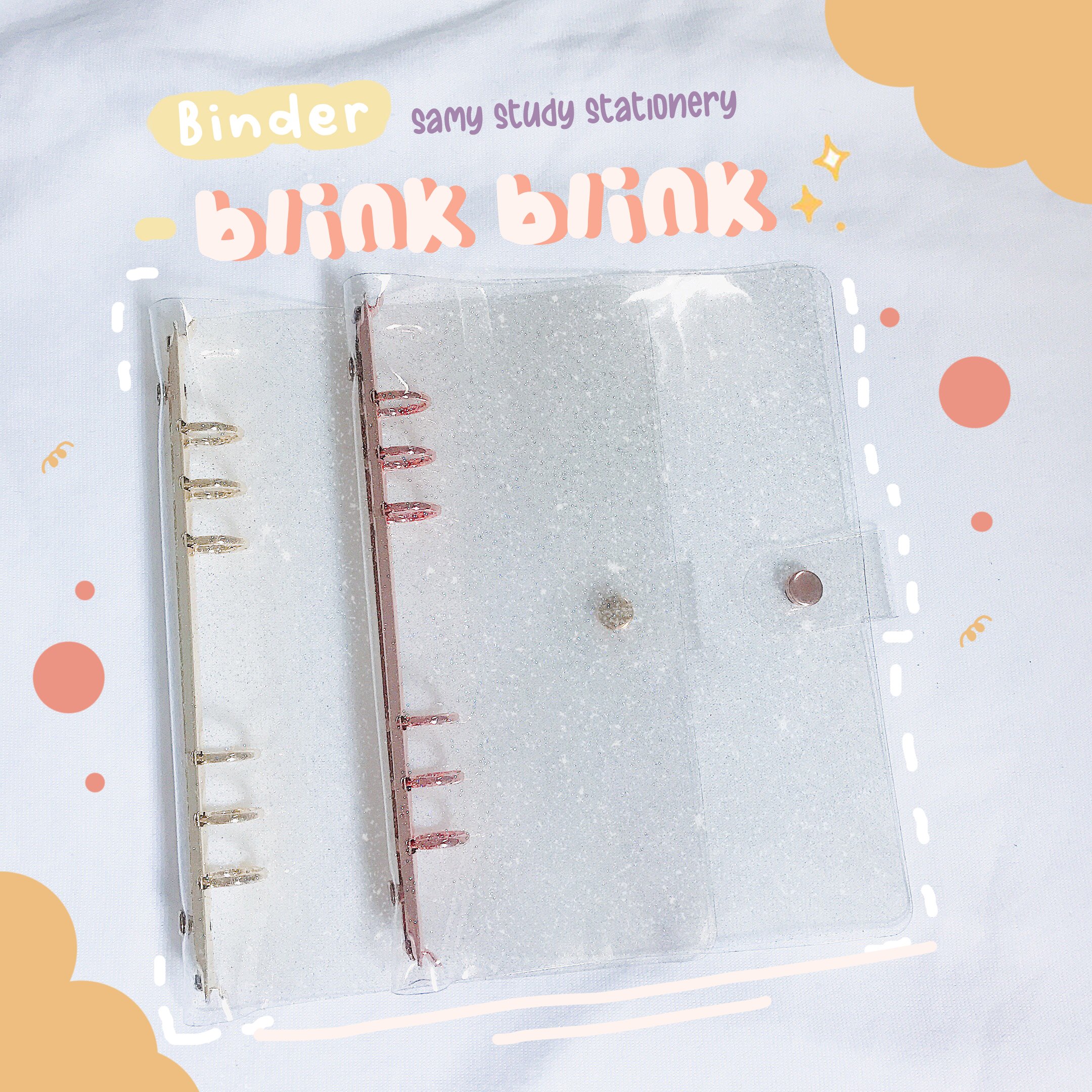 Binder Sổ Còng twinkle lấp lánh nhũ kim tuyến Size a5 siêu xinh kèm giấy 120 gsm sổ làm Bullet Journal Take Note
