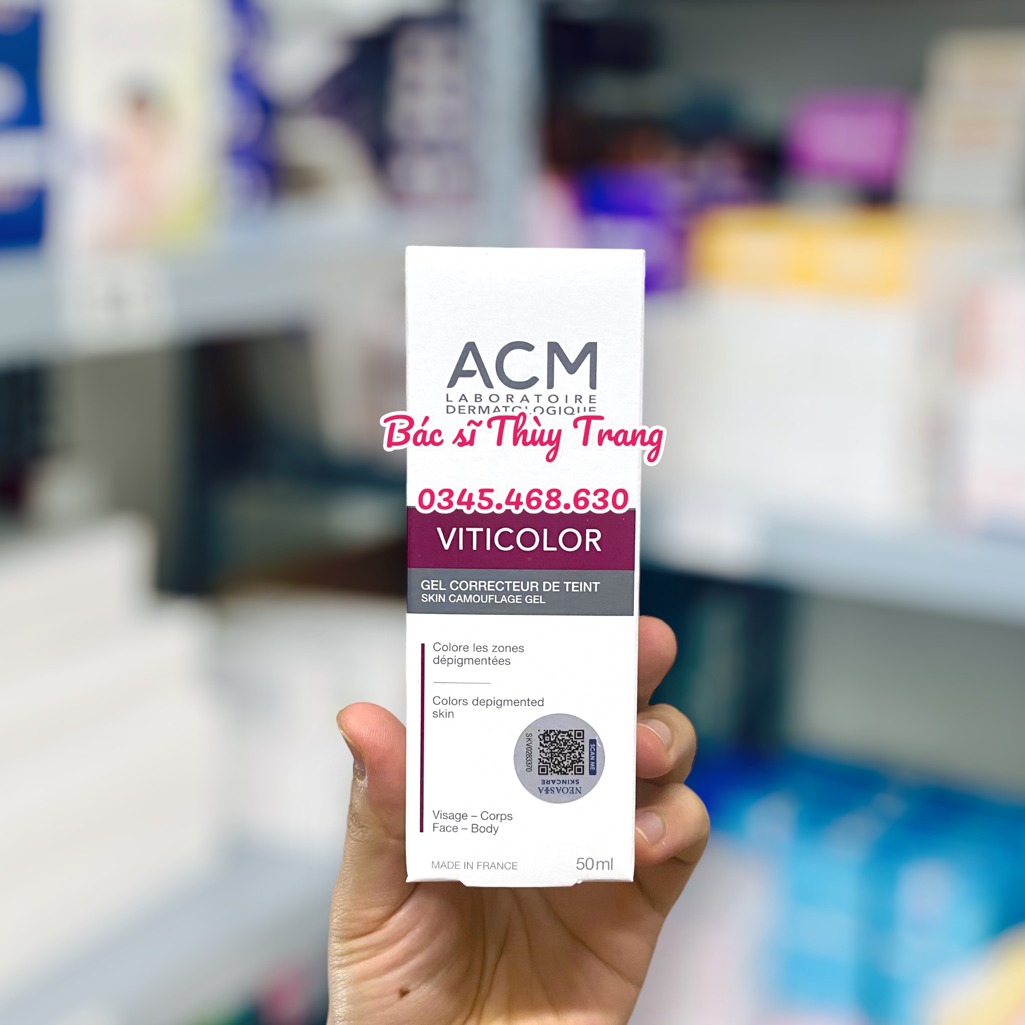 Gel che khuyết điểm cho vùng da bạch biến ACM Viticolor Skin Camouflage Gel