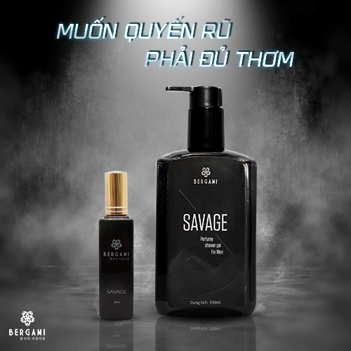 Quà Tặng Nam Nước Hoa nam + Sữa Tắm nước hoa Bergami Savage