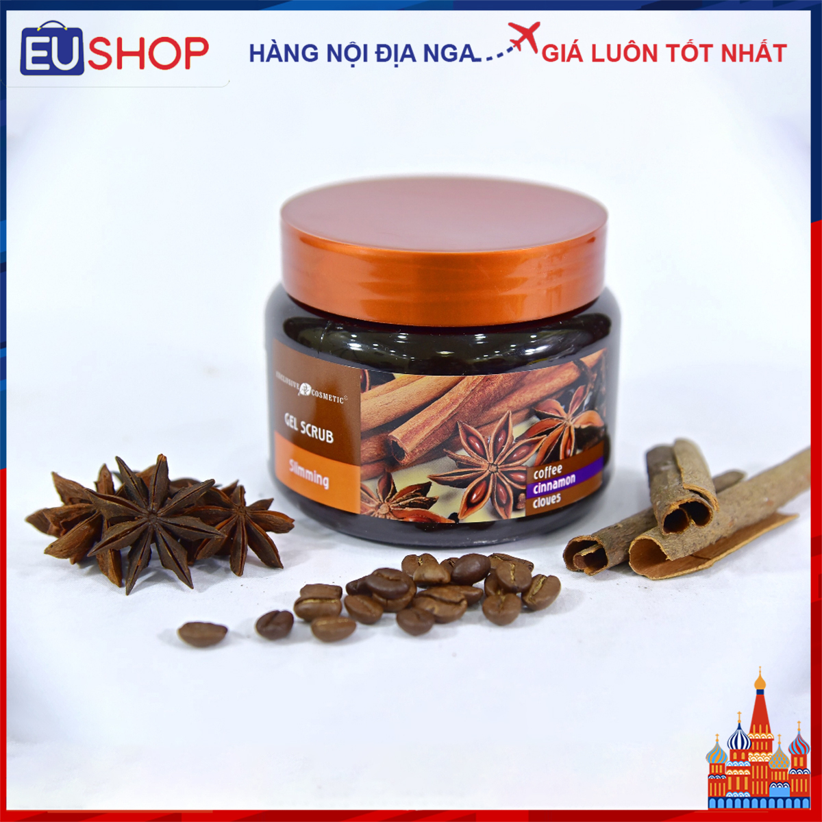 Tẩy tế bào chết body EXCLUSIVE COSMETIC chiết xuất quế hồi và cafe 380ml