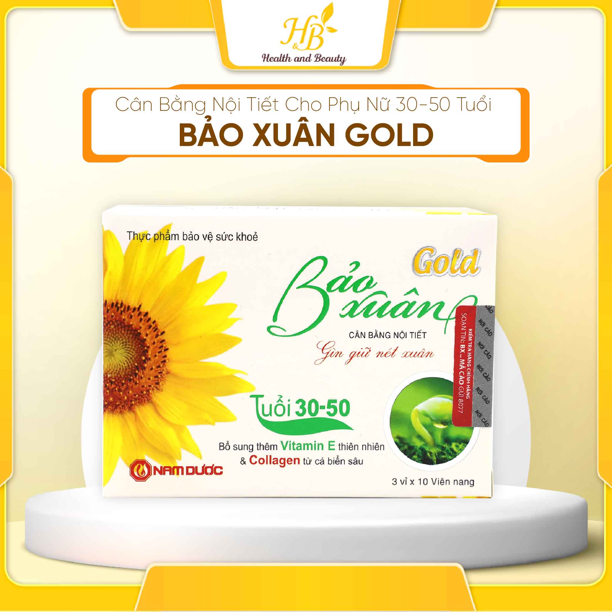 Viên Uống Bổ Sung Collagen Cân Bằng Nội Tiết Cho Phụ Nữ 30-50 Tuổi BẢO XUÂN GOLD - Hộp 30 viên