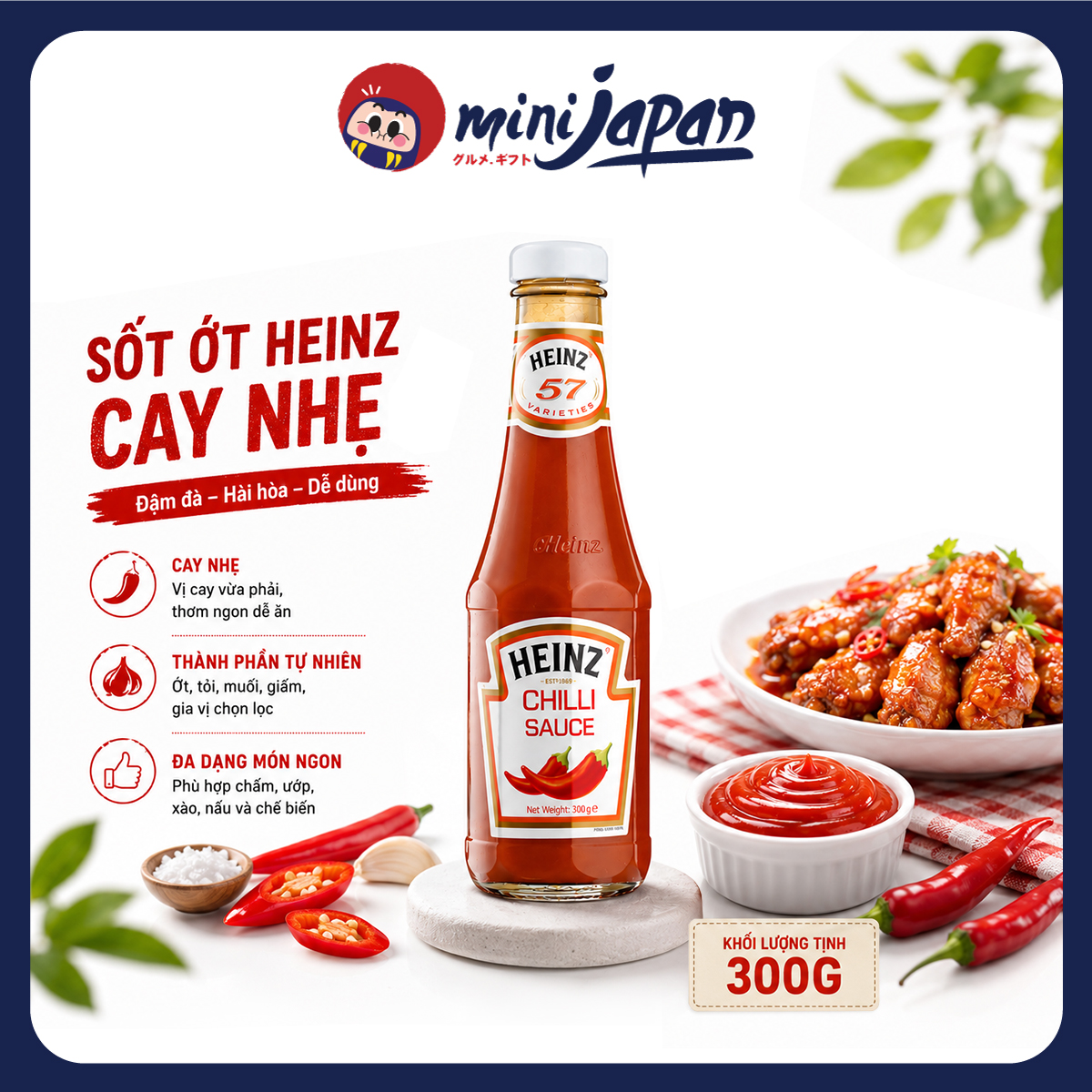 Sốt Ớt Heinz Thái Lan Chilli Sauce 300g – Vị Cay Nhẹ Chua Ngọt