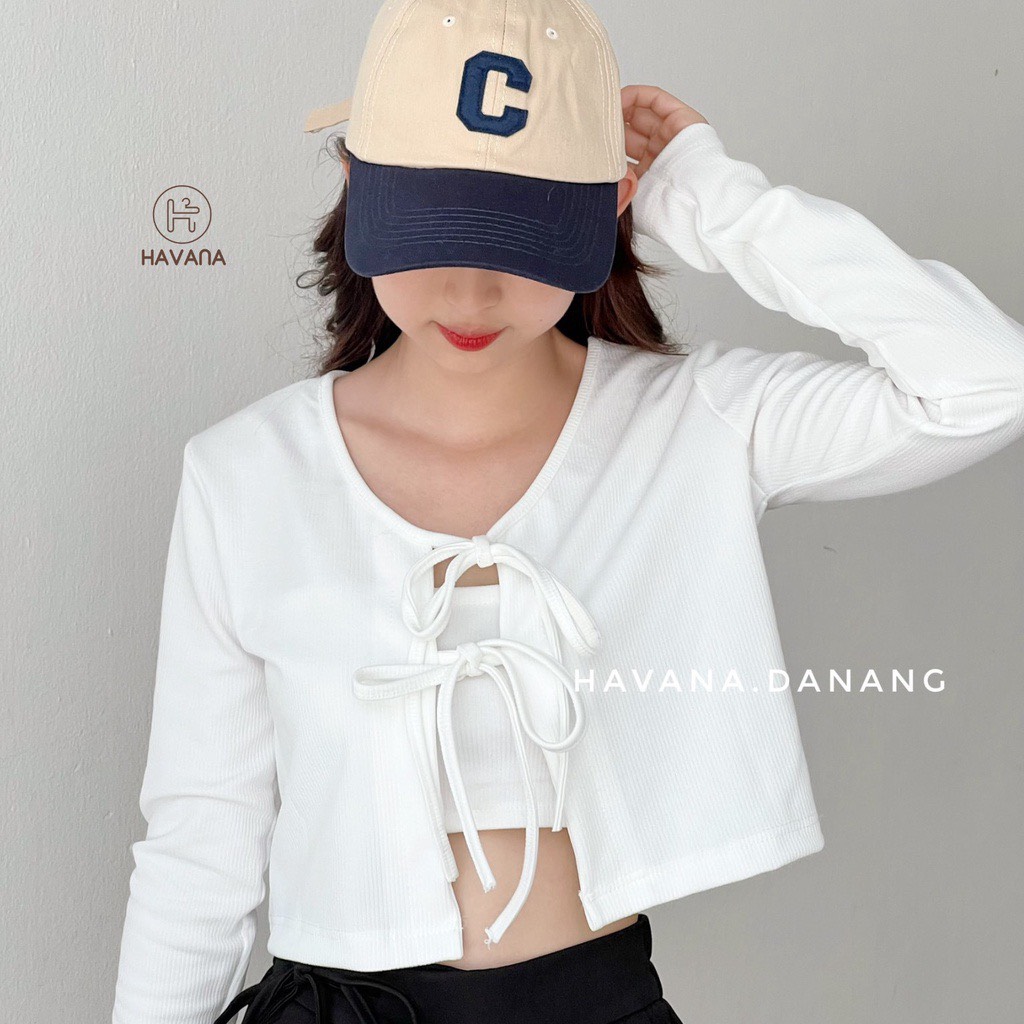 Set áo croptop nữ buộc dây kèm áo hai dây, set croptop tay dài nhiều màu