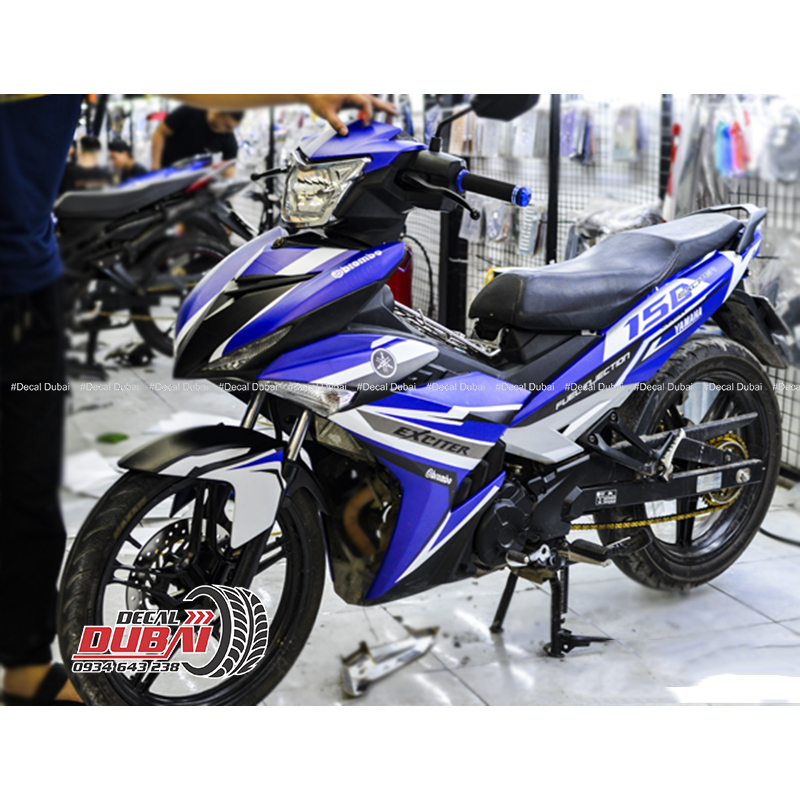 Tem Phủ Exciter 150 Xanh Đen Nhám - Decal 3 lớp, không bay màu - Decal Dubai