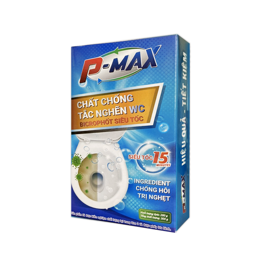 Bột chống tắc nghẽn W.C siêu tốc P-MAX 300gr - Hiệu quả nhanh chỉ trong vòng 15 phút
