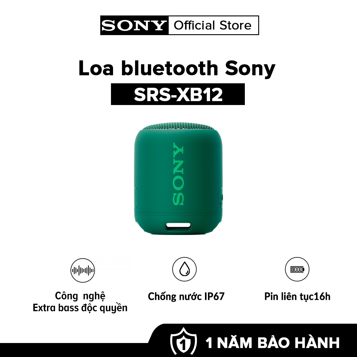 [HÀNG CHÍNH HÃNG] Loa bluetooth Sony SRS-XB12 Công Nghệ EXTRA BASS Chống nước-Chống bụi IP67 Pin 16h