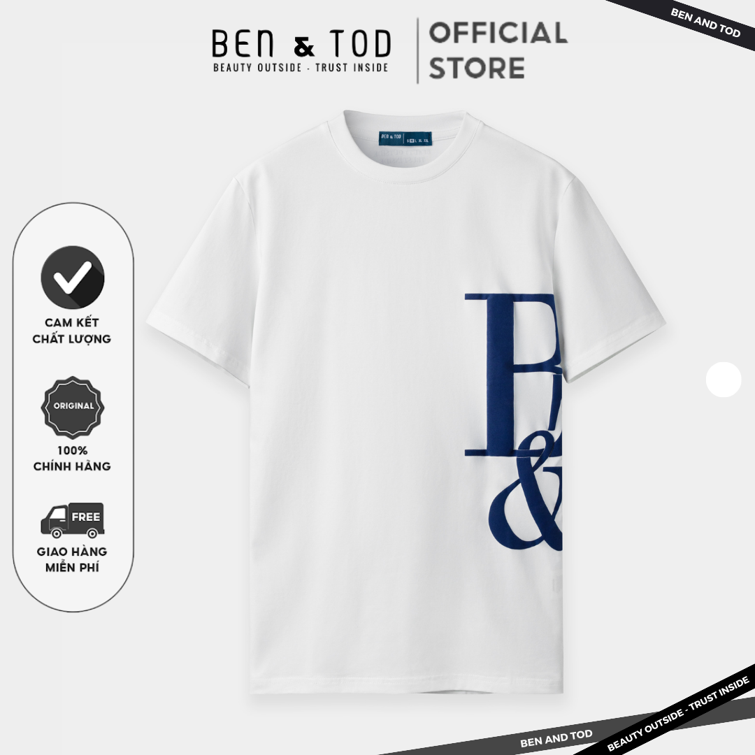Áo thun form casual fit cs1210bc226 ben & tod in chữ mới mẻ thoải mái cotton co giãn