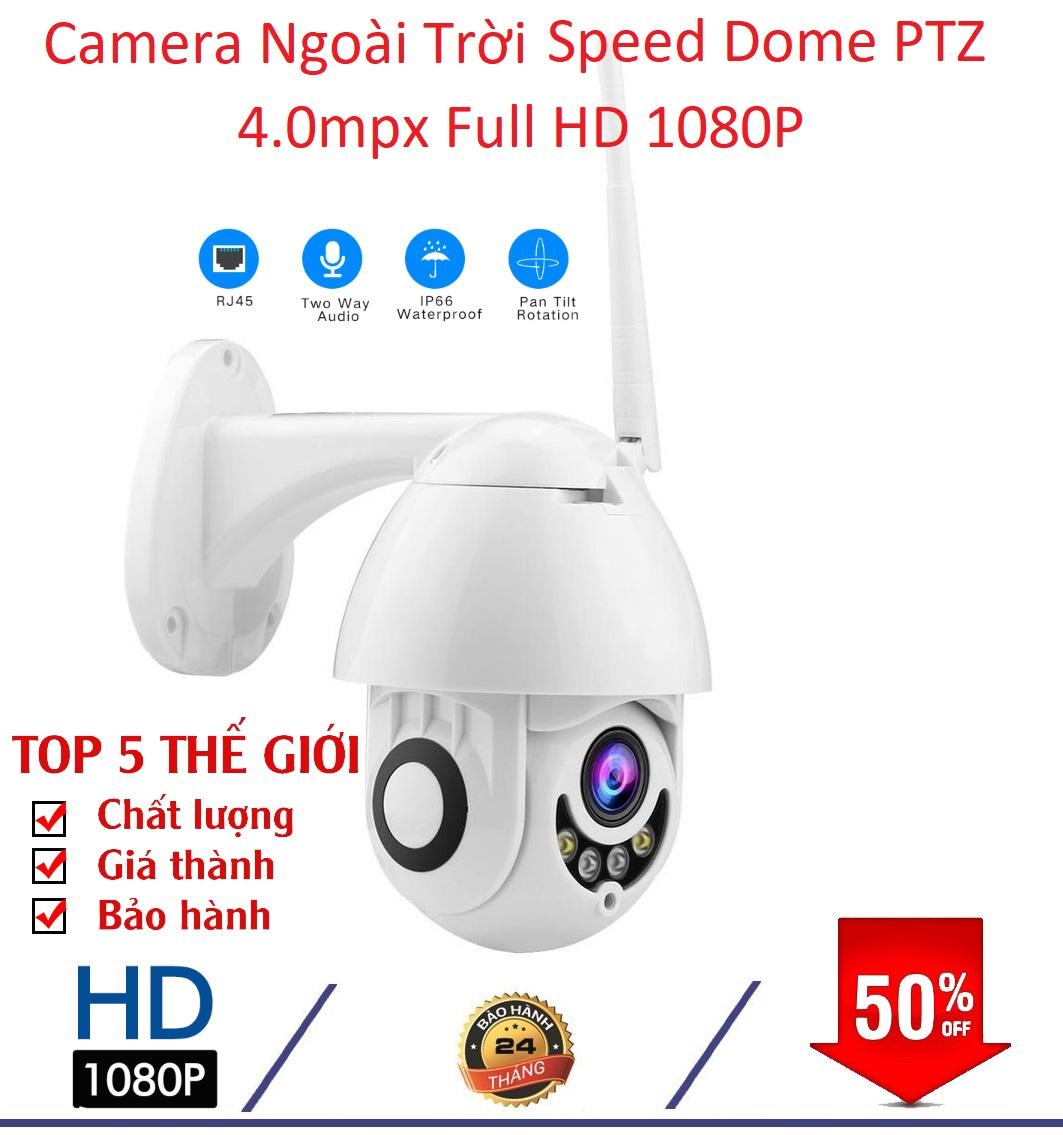 Chính Hãng Camera Wifi Ngoài Trời Speed Dome PTZ 4.0mpx Full HD 1080P Cao Cấp Xoay 360 Độ, Hồng Ngoại Siêu Nét - BH 5 Năm
