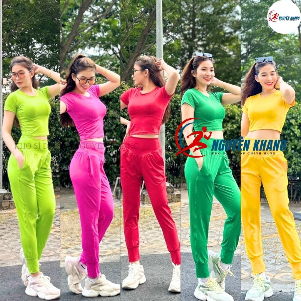 Bộ Tập Thể Thao Quần Dài Có Túi Áo Croptop Tập Gym- Yoga -Earobich - 2