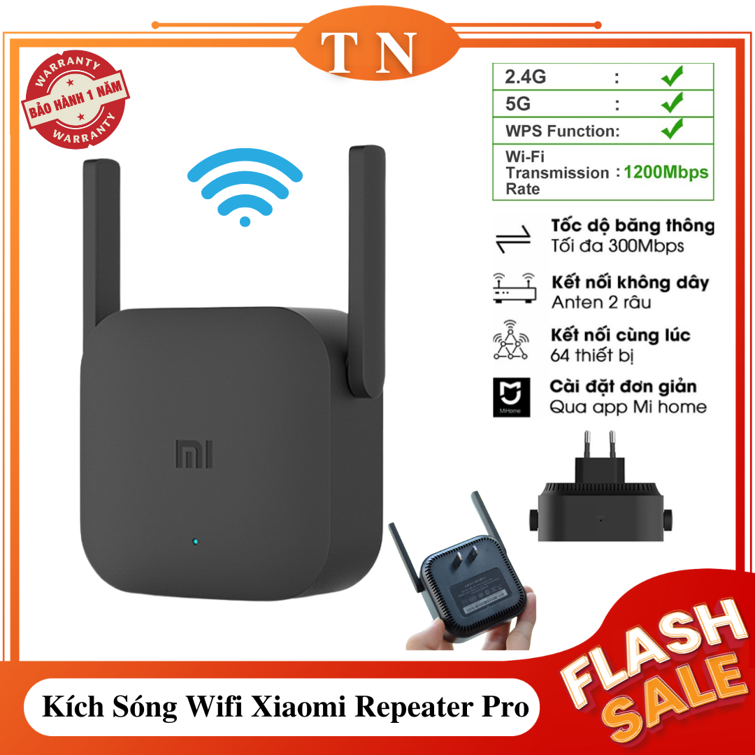 Kích Sóng Wifi Xiaomi Repeater Pro , Tốc Độ Truyền Dữ Liệu Nhanh 300Mbps , Kết Nối Tối Đa 64 Thiết Bị