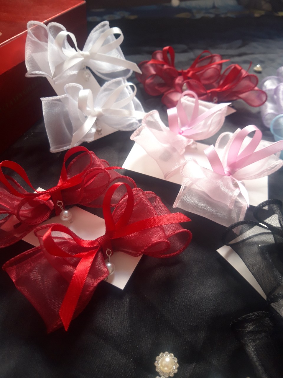 Set 2 kẹp tóc/ cột tóc Nơ xoăn cho Bé.