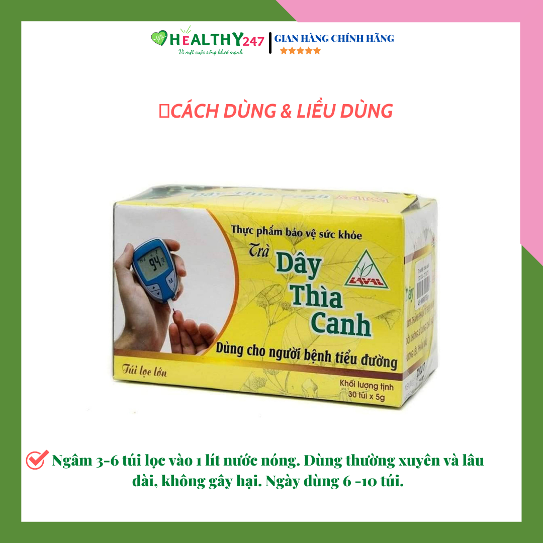Trà Dây Thìa Canh Lava Hộp 30 Túi Lọc Dành Cho Người Tiểu Đường Huyết Áp Healthy 247